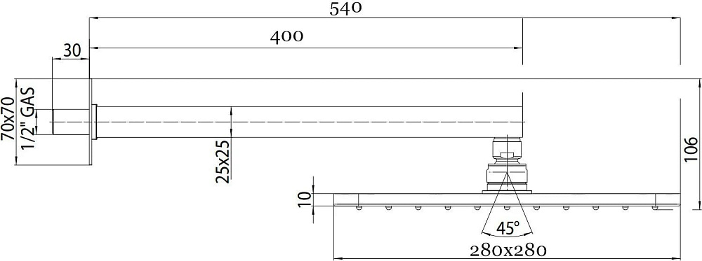 Верхний душ Bossini Cosmo H69598I.030 хром
