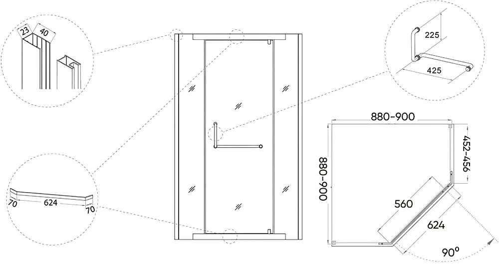Душевой уголок Veconi Rovigo RV-36B 90x90 Sancos — официальный сайт