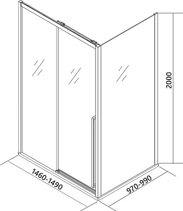 Душевой уголок Veconi Premium Trento PTC-SP-30B 150x100, профиль черный матовый, стекло прозрачное