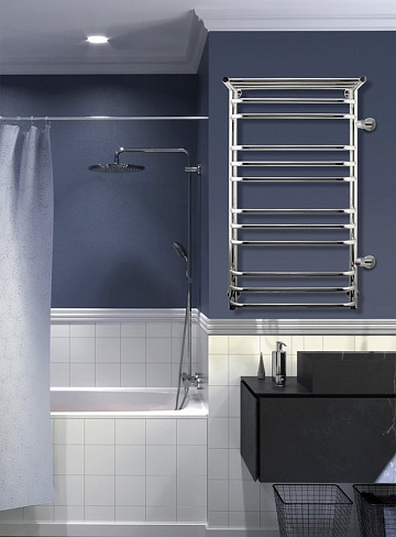 Полотенцесушитель водяной Indigo Brace LBCW100-50PR-б/п-60, с полкой, серебристый