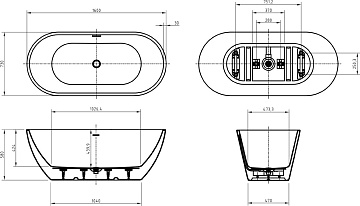 Акриловая ванна BelBagno Uno 160x75 см, BB701-1600-730-K