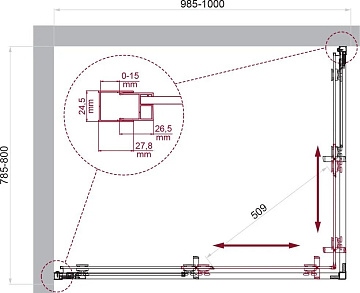 Душевой уголок BelBagno Luce AH-2-100/80-P-Cr 100x80, профиль хром, стекло рифленое
