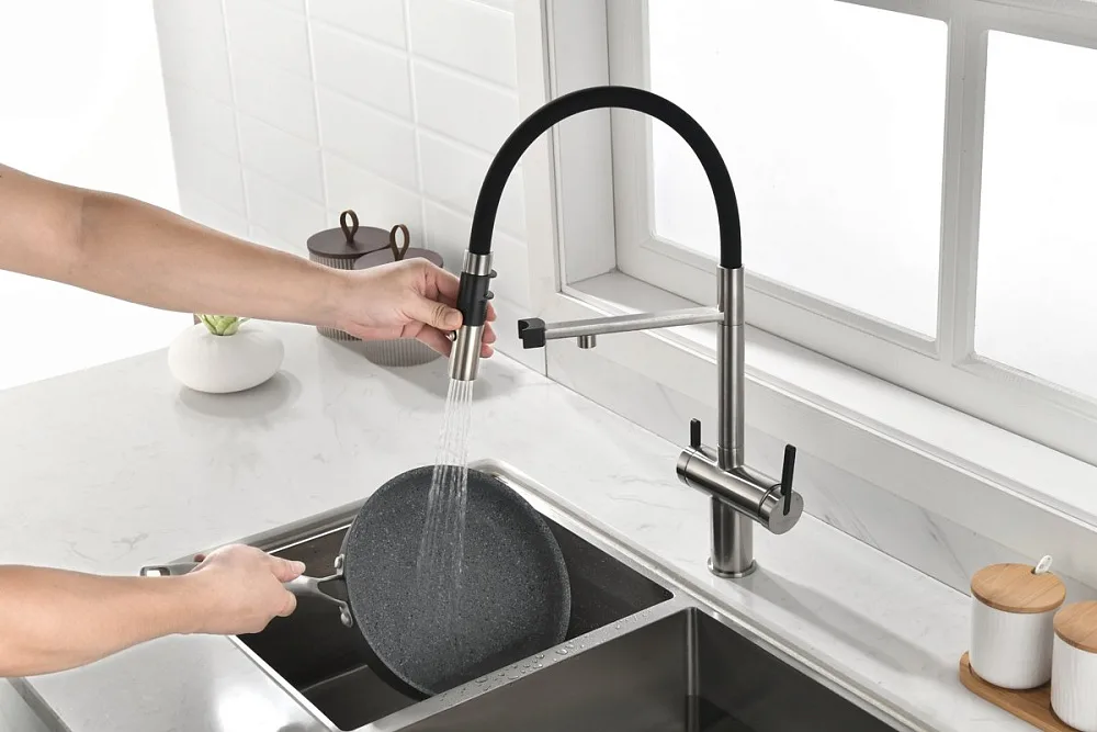 Смеситель для кухни Paulmark Gravity Gr213888-BS, брашированная нерж.сталь Sancos — официальный сайт