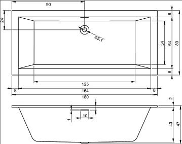 Акриловая ванна Riho Rething Cubic 180x80 см, B106001005