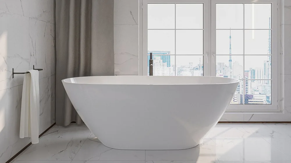 Ванна из искусственного камня WHITECROSS Onyx D 160x75 см, отдельностоящая, белая, овальная, с донны Sancos — официальный сайт