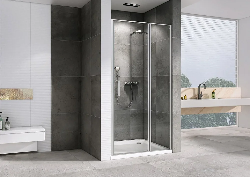 Душевая дверь в нишу Abber Sonnenstrand AG04140S 140 см, профиль хром, стекло прозрачное Sancos — официальный сайт
