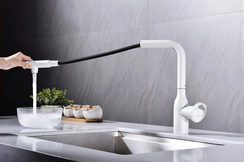 Смеситель для кухни Paulmark Urban Ur213104-WH матовый белый Sancos — официальный сайт