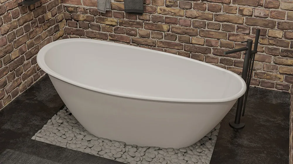 Ванна из искусственного камня WHITECROSS Spinel B 155x75 см, отдельностоящая, матовая белая, овальна Sancos — официальный сайт