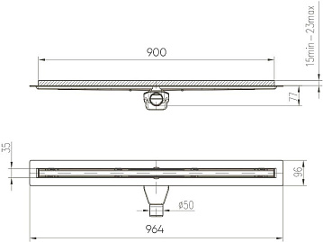 Душевой трап (лоток) Veconi Slim Line 900 хром матовый
