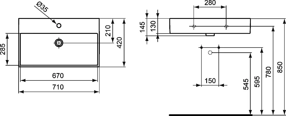 Накладная раковина Ideal Standard Strada K078201 70 см Sancos — официальный сайт