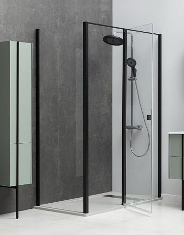 Душевой уголок Allen Brau Priority 120x90, профиль черный браш, стекло прозрачное