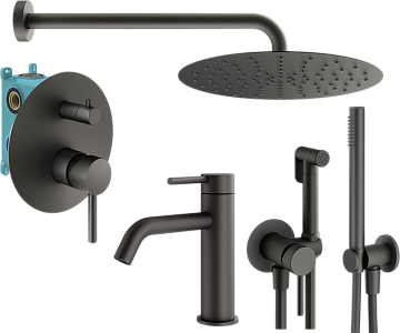 Комплект для ванной Plumberia Selection Ixo KITZXO18GR53 С ВНУТРЕННЕЙ ЧАСТЬЮ, графит матовый