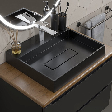 Накладная раковина Uperwood Tanos Quartz 291030050 50 см, матовая черная, космос
