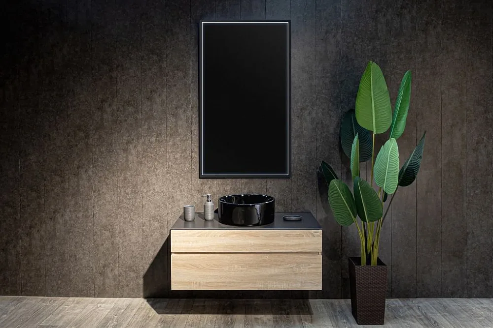 Зеркало Art&Max Aversa 70х120 черное, с LED-подсветкой, 6000К Sancos — официальный сайт