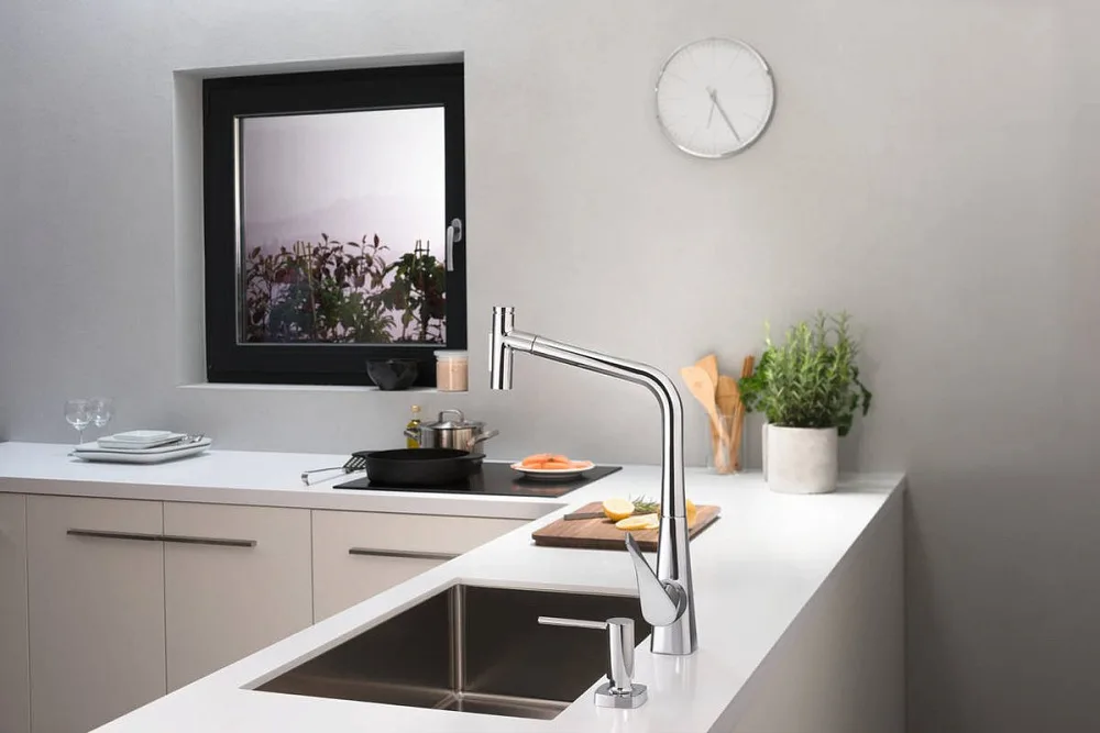 Смеситель для кухни Hansgrohe Metris Select M71 73816000 хром Sancos — официальный сайт