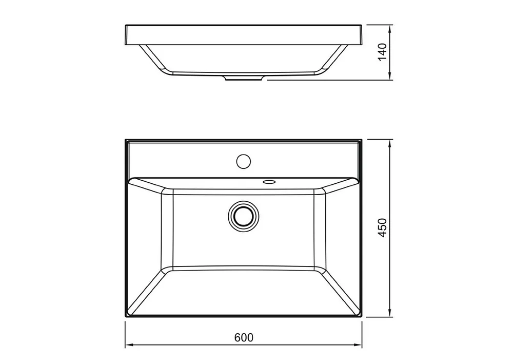 Умывальник ASTI 600x450 кварц, серый шелк