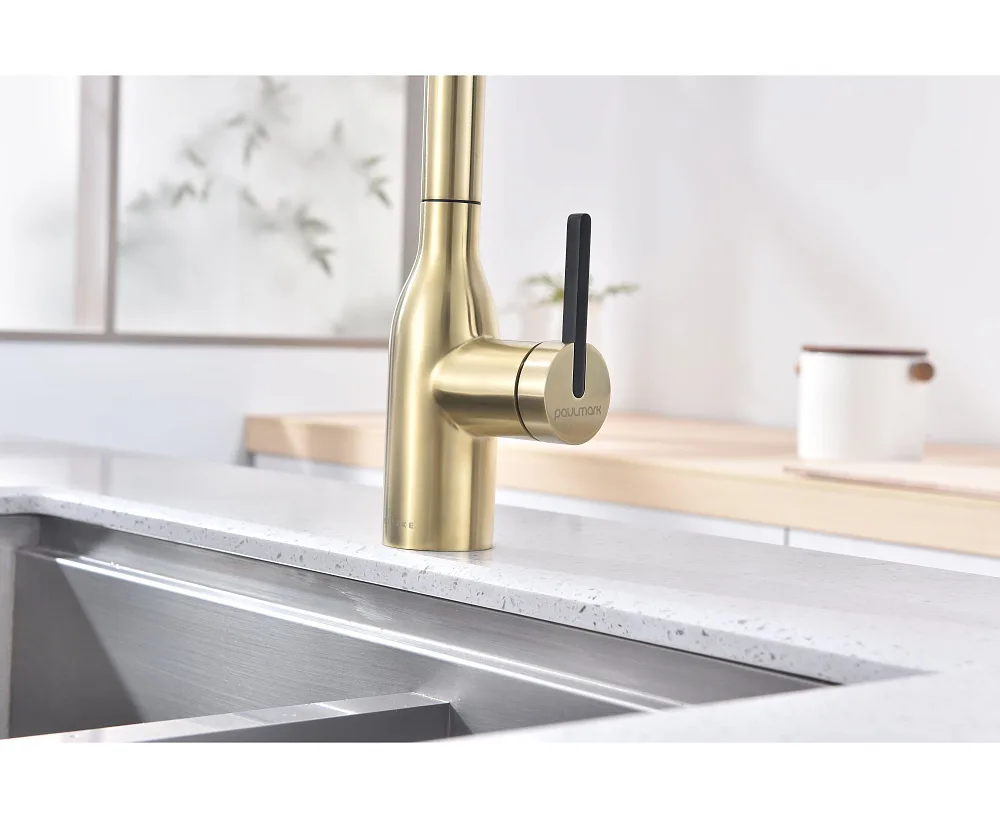 Смеситель для кухни Paulmark Universal Un213880-LG светлое золото Sancos — официальный сайт