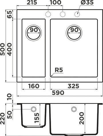 Мойка кухонная Omoikiri Bosen 59-2A-GR leningrad grey