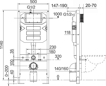 Система инсталляции для унитазов Ceramicanova Envision Flat CN1002CH, кнопка хром