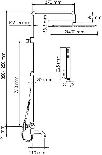 Душевая стойка Wasserkraft Berkel A188.117.137.010.CH Thermo, с термостатом, хром