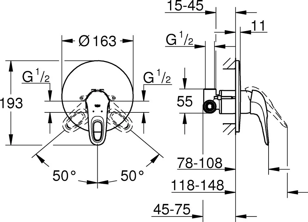 Встраиваемый смеситель Grohe Eurostyle New 33635003 С ВНУТРЕННЕЙ ЧАСТЬЮ Sancos — официальный сайт