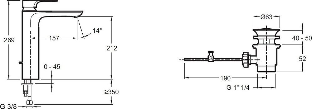Смеситель для раковины Jacob Delafon Aleo+ E72337-CP