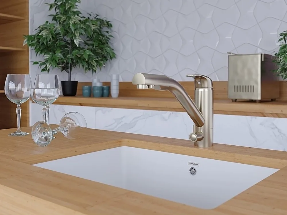 Смеситель для кухни Paulmark Hessen He213017-NI никель Sancos — официальный сайт