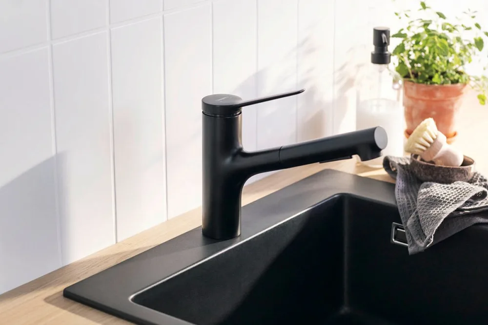 Смеситель для кухни Hansgrohe Zesis M33 74803670 механизм sBox lite, черный матовый Sancos — официальный сайт