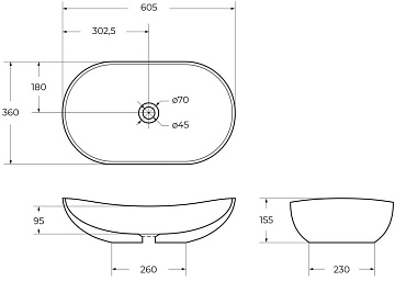 Накладная раковина BelBagno BB1404-H301