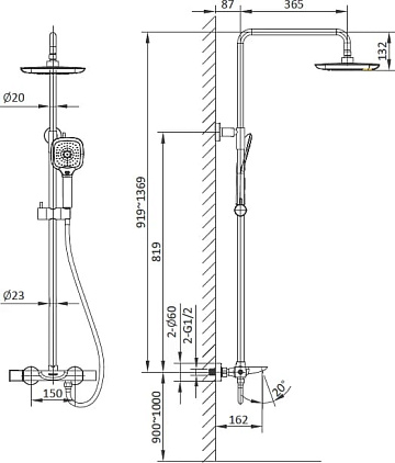 Душевая стойка AltroBagno Diretto 030413 Bi, белая