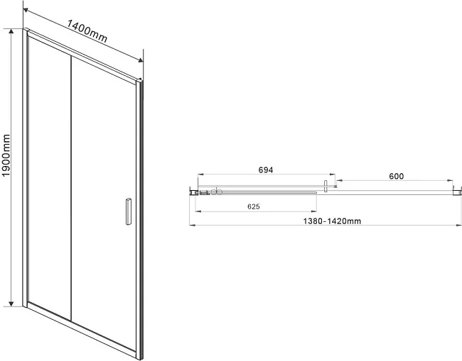 Душевой уголок Vincea Garda VSR-1G9014CLGM 140x90 см, профиль вороненая сталь, стекло прозрачное Sancos — Оригинал