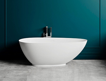Ванна из искусственного камня Salini Paola S-Sense 160x75 см, отдельностоящая, белая, овальная, со с