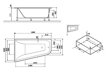 Акриловая ванна AM.PM Spirit V2.0 160x100 см, левая, W72A-160L100W-A2