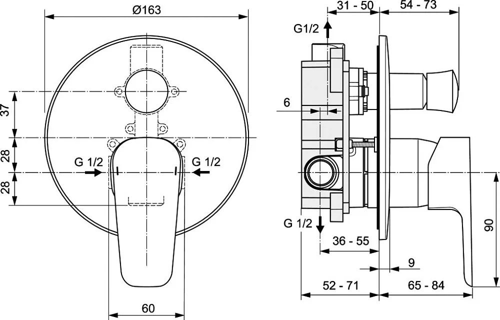 Встраиваемый смеситель Ideal Standard Ceraplan III A6383AA С ВНУТРЕННЕЙ ЧАСТЬЮ Sancos — официальный сайт