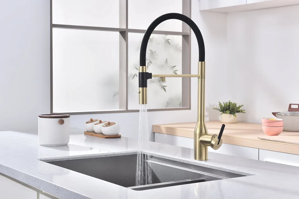 Смеситель для кухни Paulmark Magneto One Ma213188-LG, светлое золото Sancos — официальный сайт