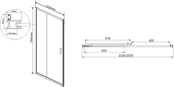 Душевая дверь в нишу Vincea Garda VDS-1G105CL 105 см, профиль хром, стекло прозрачное