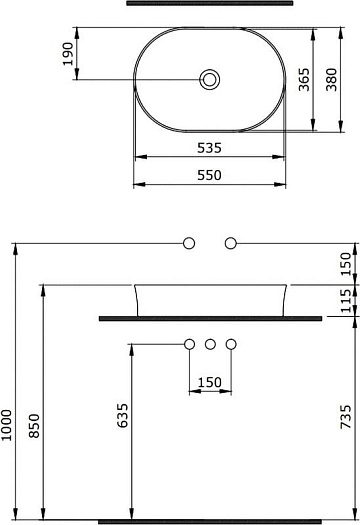 Накладная раковина Berges Ego SL 55x38 матовая серая