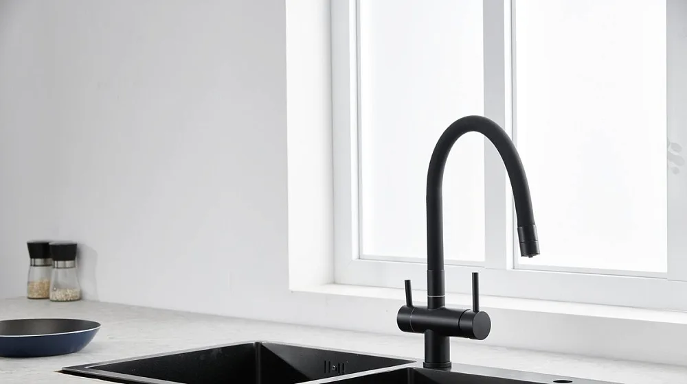 Смеситель для кухни Emar Steel ЕС - 3015 black Sancos — официальный сайт