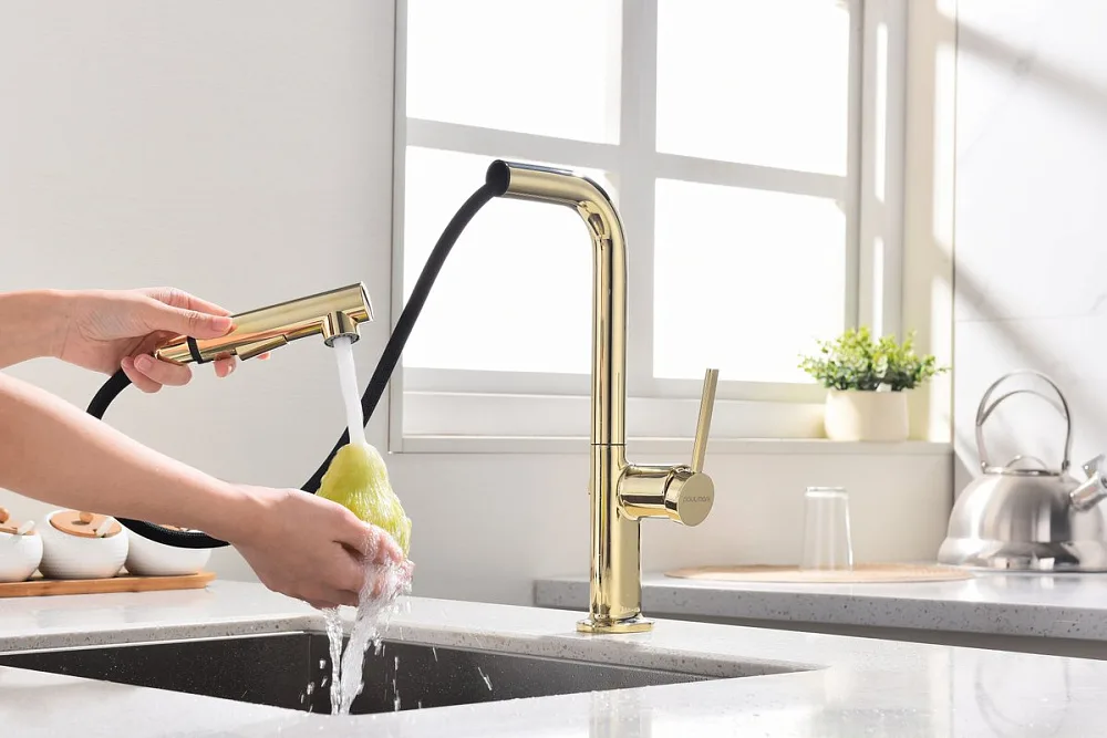 Смеситель для кухни Paulmark Neo Ne214419-G, золото Sancos — официальный сайт