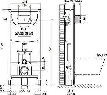 Система инсталляции для унитазов OLI Eco Oli 120 Eco, Sanitarblock pneumatic