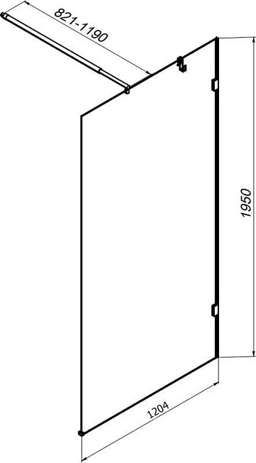 Душевая перегородка AM.PM X-Joy W94UWI-120-F1-BTE 120x195, фурнитура черная, стекло прозрачное