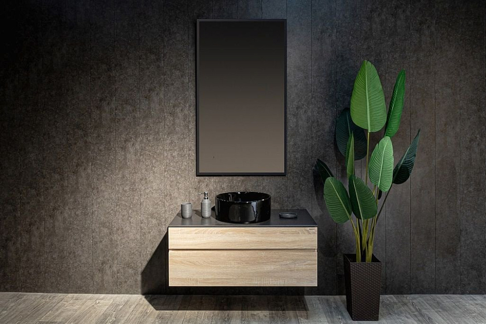 Зеркало Art&Max Aversa 70х120 черное, с LED-подсветкой, 6000К