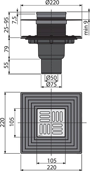 Душевой трап AlcaPlast APV4344