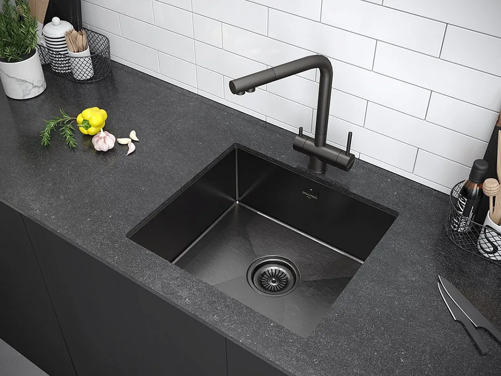 Мойка кухонная Paulmark Vista PM304444-GM вороненая сталь Sancos — официальный сайт