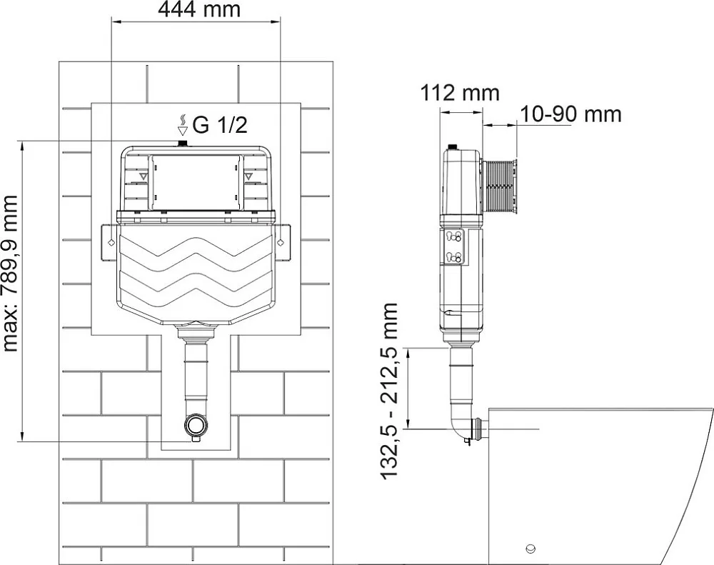 Смывной бачок скрытого монтажа Wasserkraft Aller 10TLT.031.ME.PB02, с кнопкой смыва черной Sancos — официальный сайт
