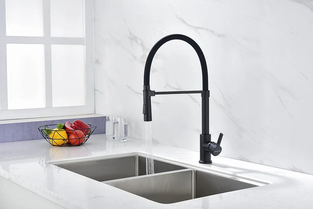 Смеситель для кухни Paulmark Halt Ha214021-AN антрацит, с гибким изливом Sancos — официальный сайт