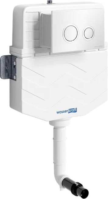 Смывной бачок скрытого монтажа Wasserkraft Aller 10TLT.031.ME.WH01, с кнопкой смыва белой, хром Sancos — Оригинал