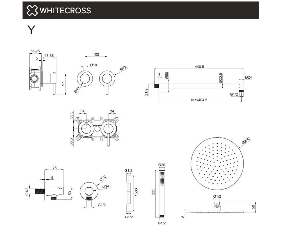 Душевой комплект WHITECROSS Y YSET13CPB, С ВНУТРЕННЕЙ ЧАСТЬЮ, брашированная медь Sancos — официальный сайт