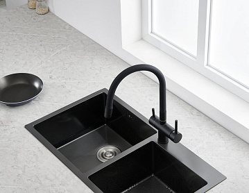 Смеситель для кухни Emar Steel ЕС - 3015 black