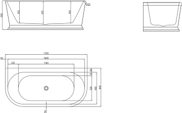 Акриловая ванна BelBagno 170x80 см, BB408-1700-800